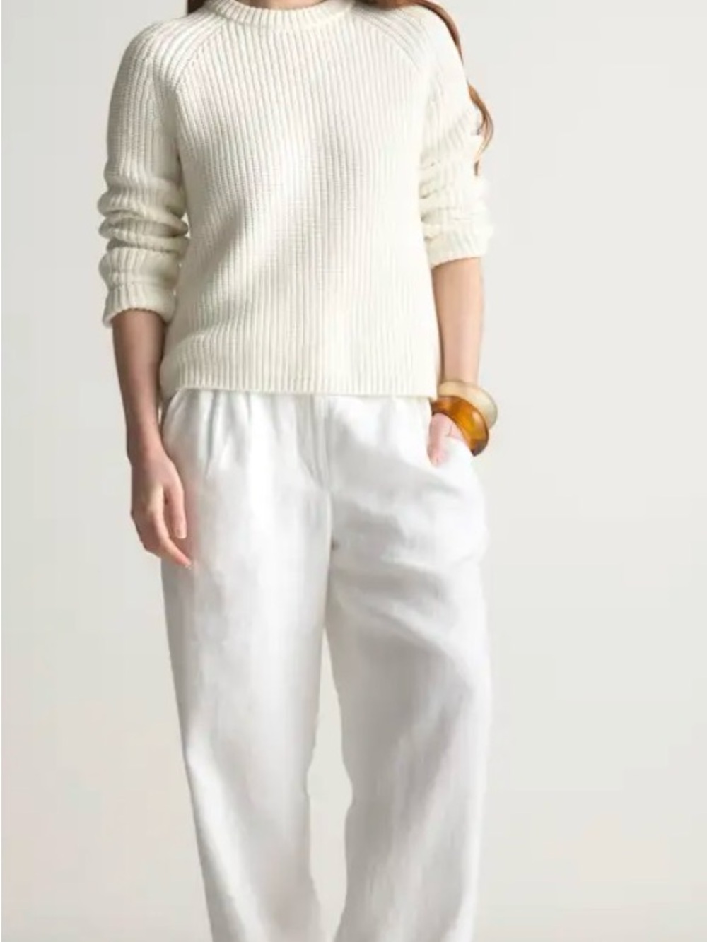 Quince Ivory Ribbed Cowl Neck Sweater